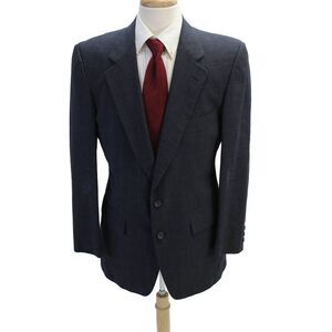 Aquascutum Men's Long Sleeves Lined Two Button Basic Jacket Blue Plaid Size 44